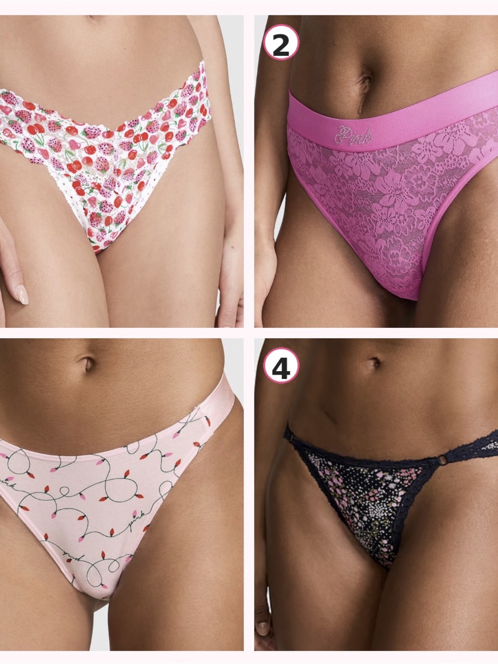 PINK Victoria's Secret Lace High-Cut Thong - Pink